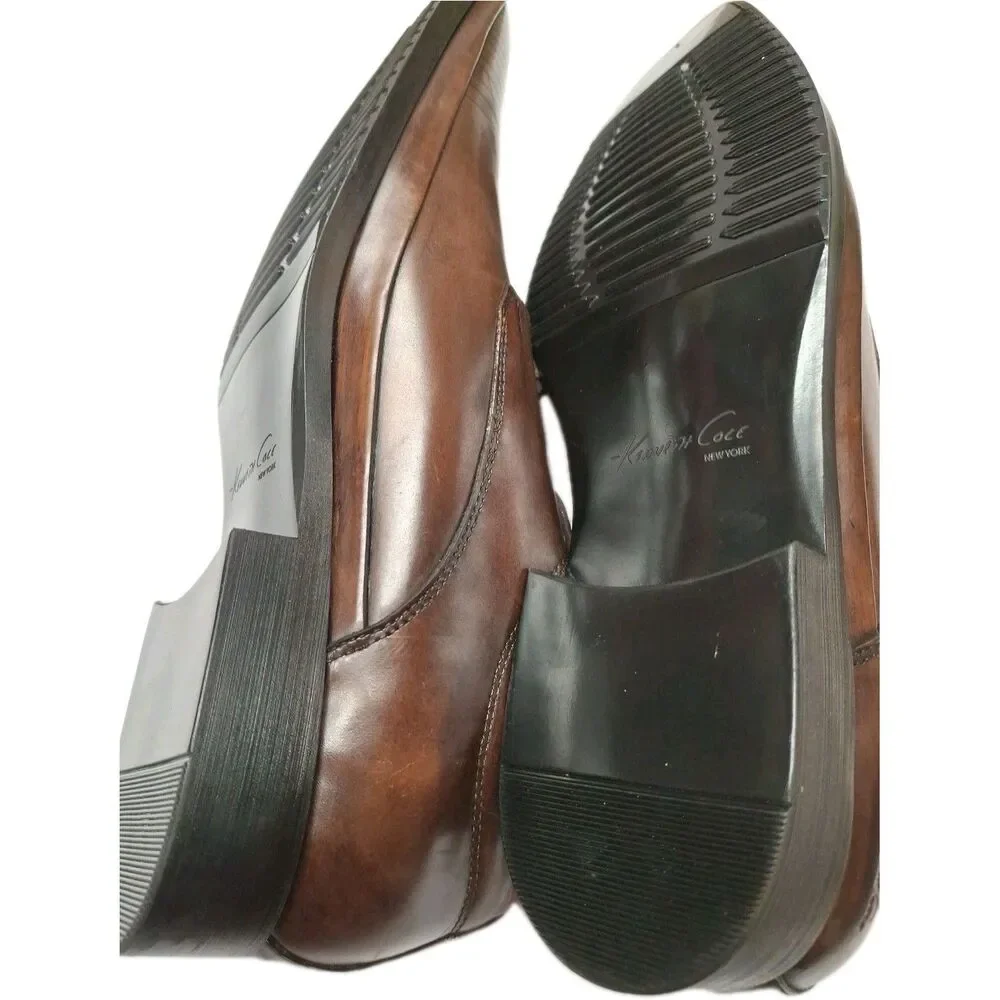 Kenneth Cole New York Derby Set Your Clock Brown Leather Round Toe Shoes Sz 10.5
